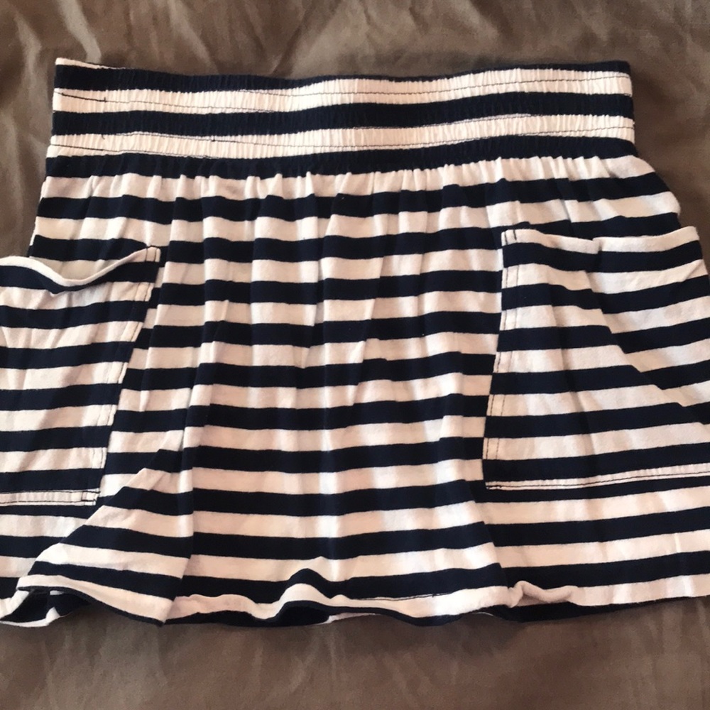 Navy and White Striped Skirt